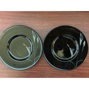 MIKASA GALLERIA OPUS BLACK SAUCERS BREAD PLATES ONLY Set of 2